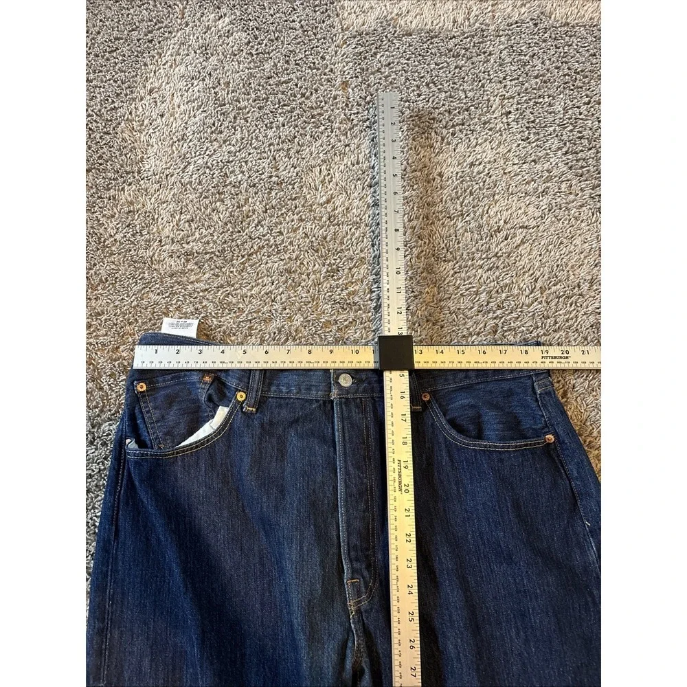 Levis 501 Jeans Mens 40x32 Blue Denim Pants Button Fly Workwear Dark Wash‎ FLAW
